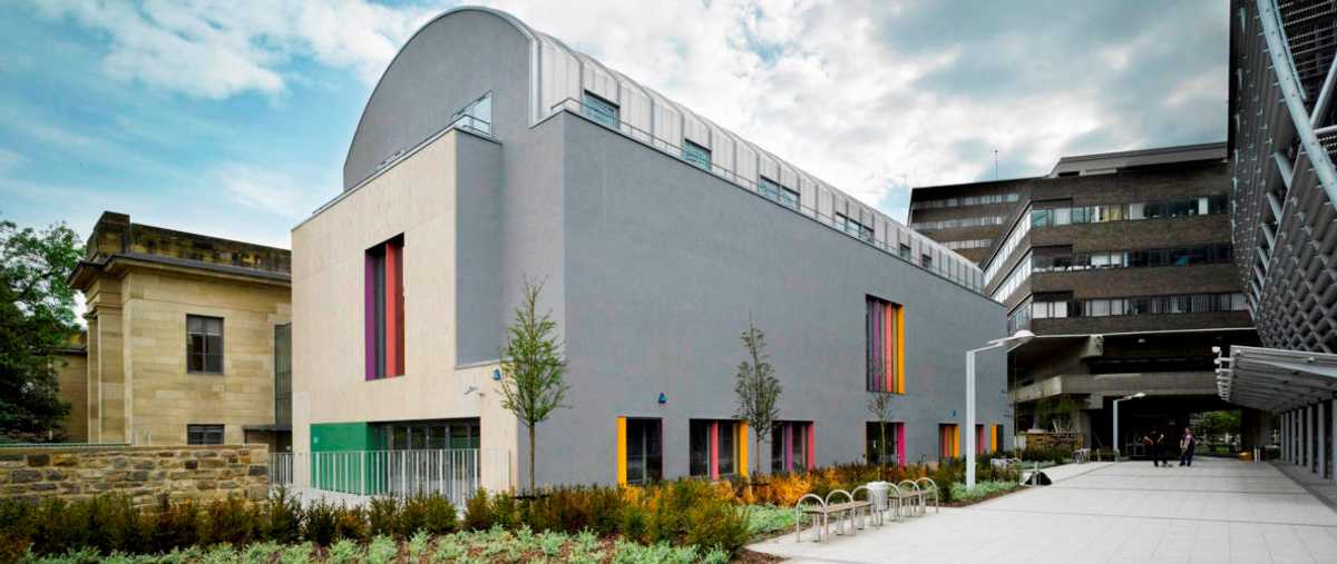 Exterior of the Clore Education Suite at the Great North Museum, Newcastle, with adjacent outdoor area. Photo Andrew Haslam, Great North Museum: Hancock